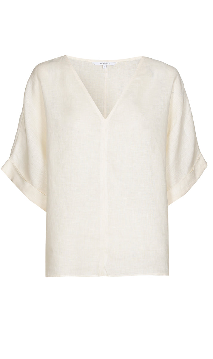 Blouses korte mouw beige Xandres