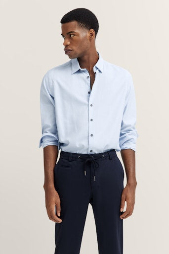 Hemden lange mouw blauw Bugatti