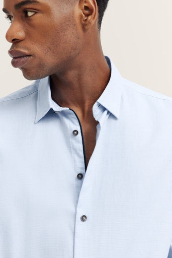Hemden lange mouw blauw Bugatti