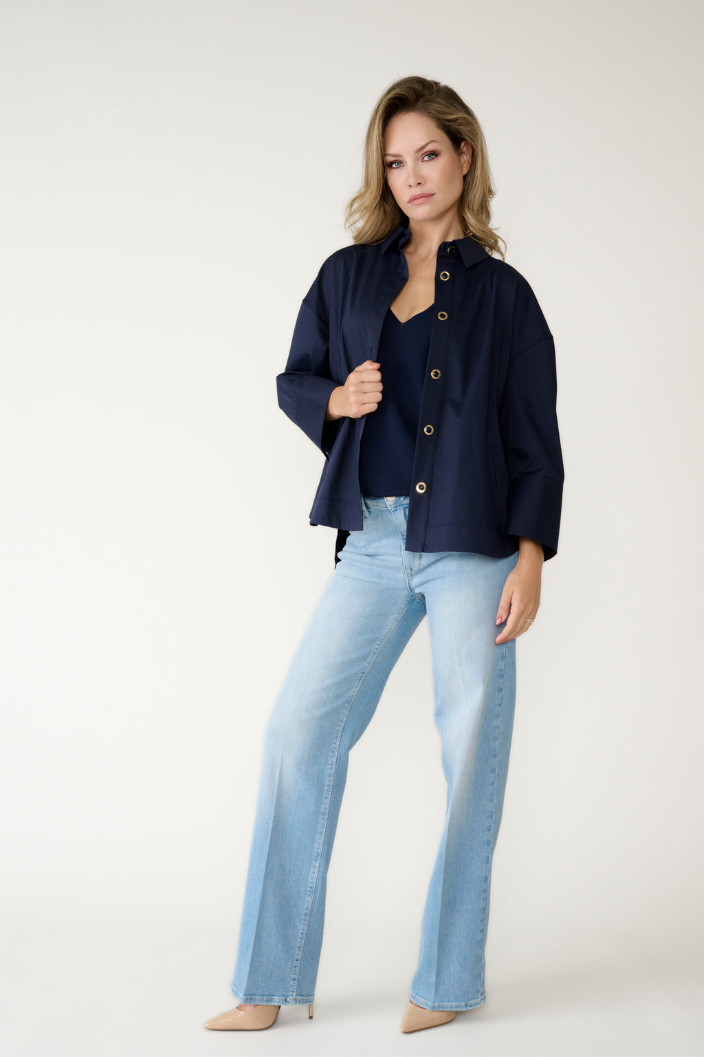Blouses lange mouw navy Due Amanti
