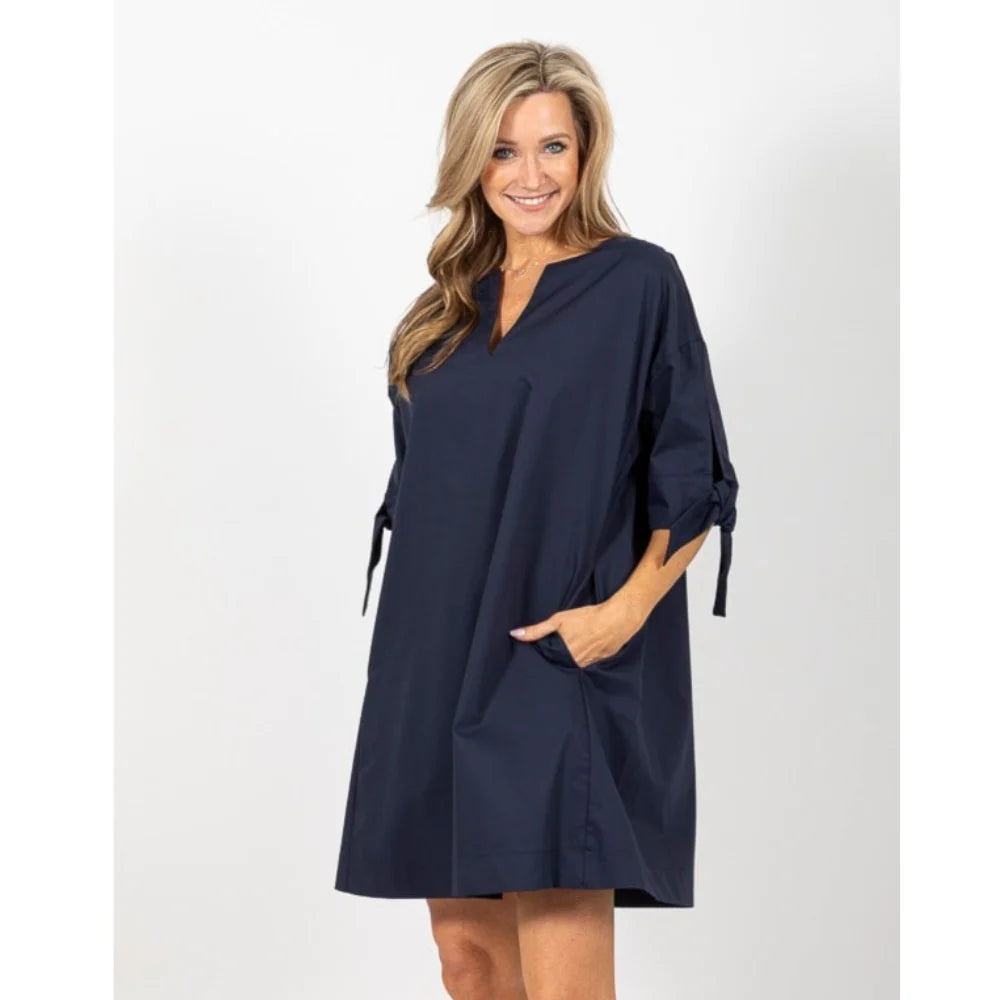 Jurken lange mouw navy Due Amanti