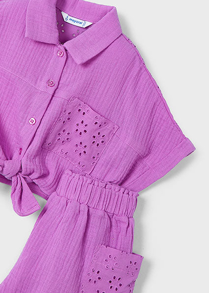 Blouses korte mouw paars Mayoral