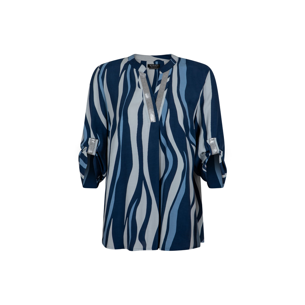Blouses lange mouw navy Verpass