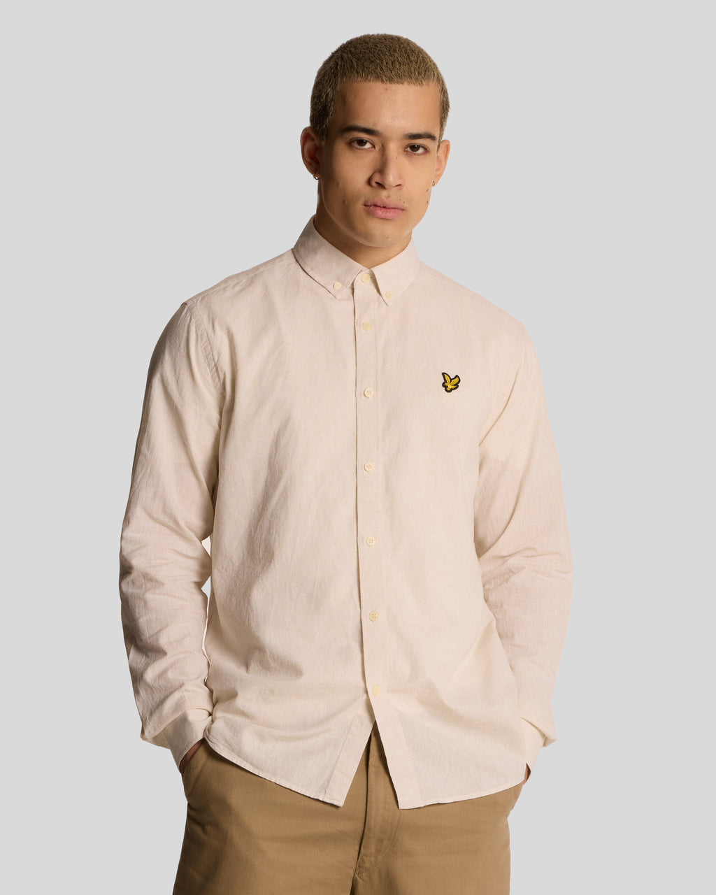 Hemden lange mouw beige Lyle & Scott
