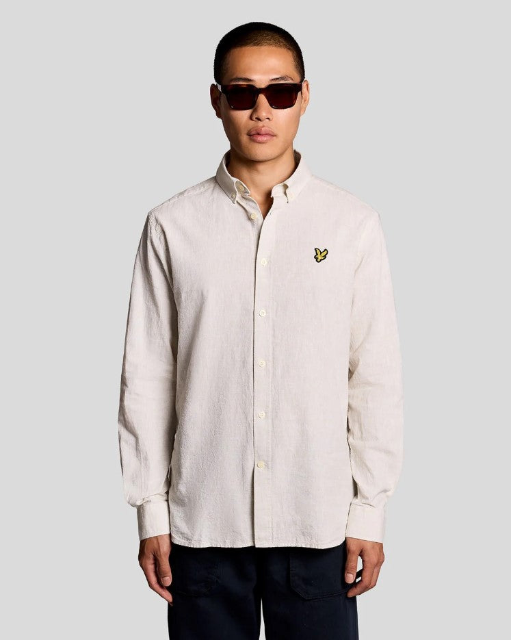 Hemden lange mouw beige Lyle & Scott