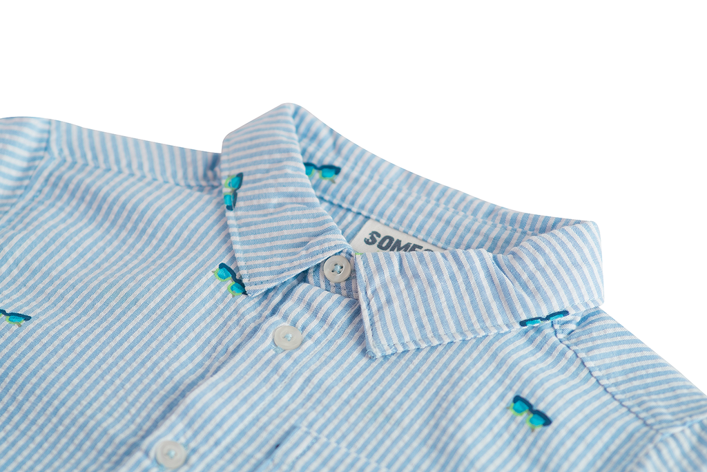 Hemden lange mouw blauw Someone