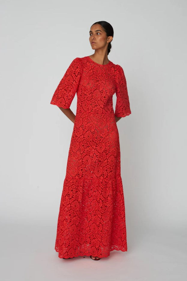 Jurken lange mouw rood STELLA NOVA