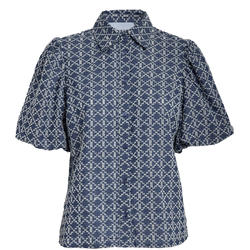 Blouses korte mouw blauw Minus