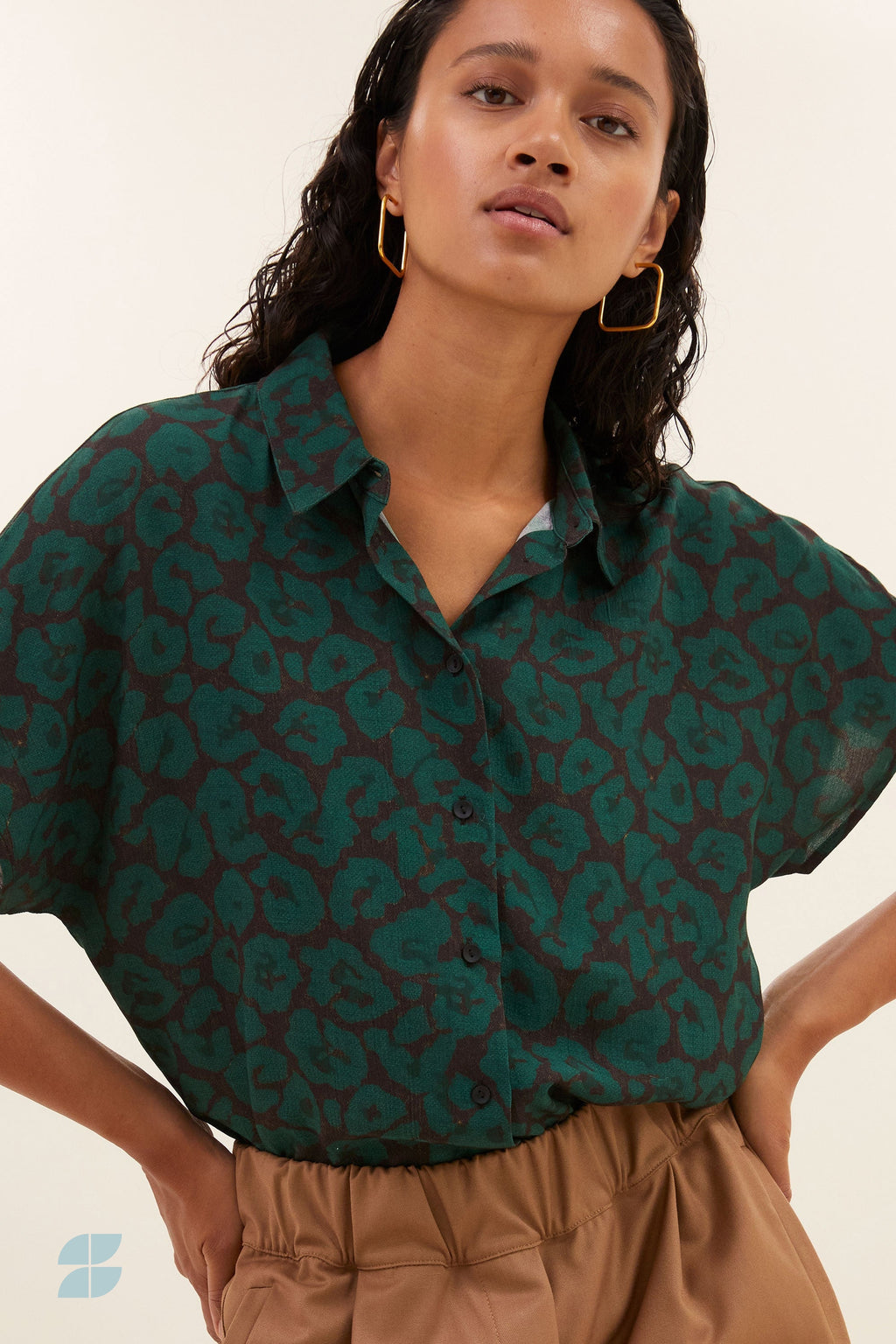 Blouses korte mouw groen by-bar