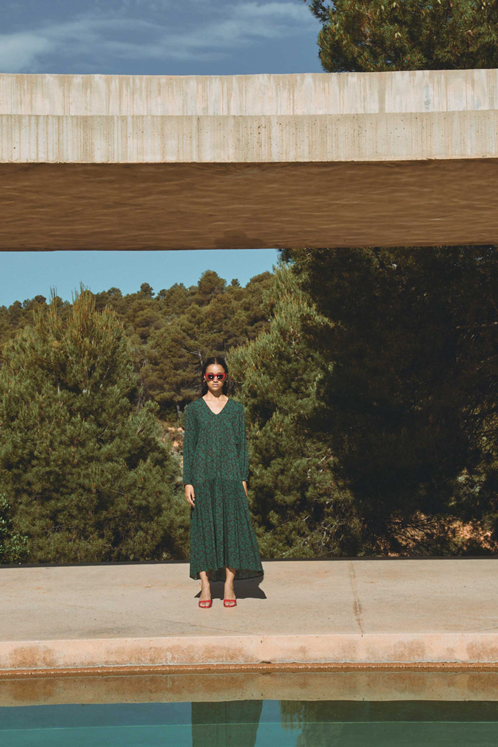 Jurken lange mouw groen by-bar