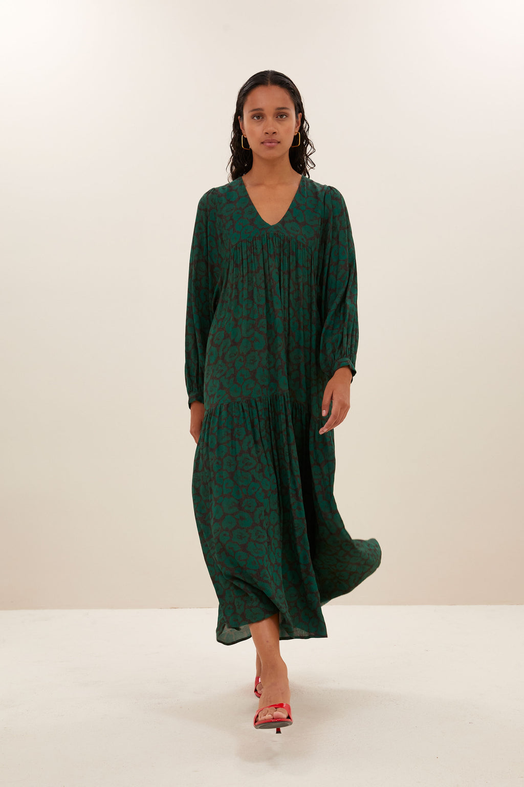 Jurken lange mouw groen by-bar