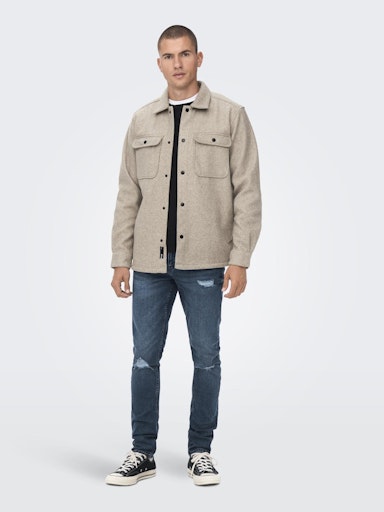 Hemden lange mouw bruin ONLY&SONS