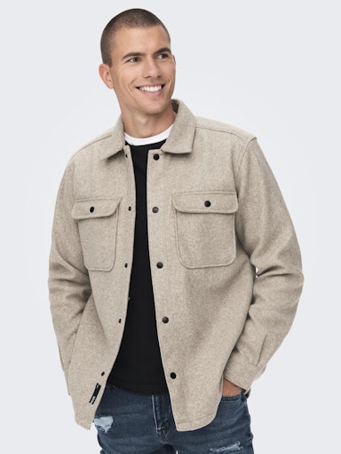 Hemden lange mouw bruin ONLY&SONS