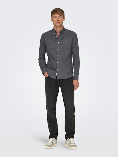 Hemden lange mouw zwart ONLY&SONS