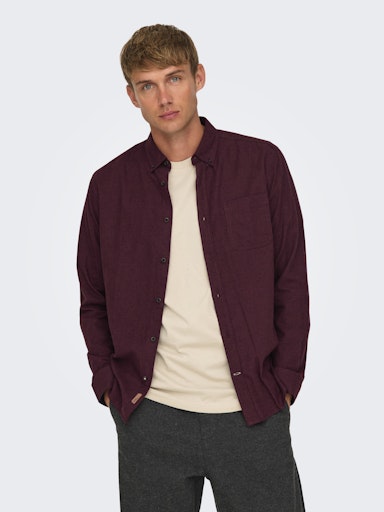 Hemden lange mouw bruin ONLY&SONS