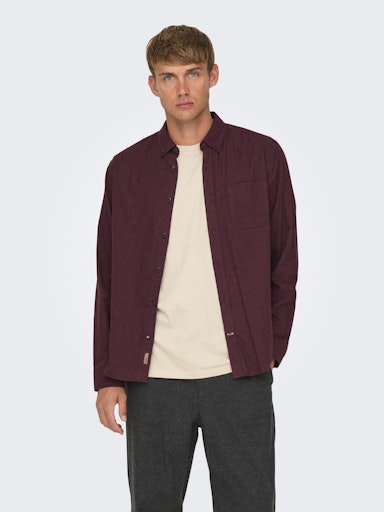Hemden lange mouw bruin ONLY&SONS