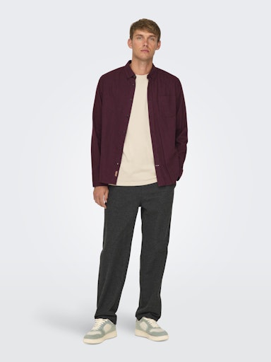 Hemden lange mouw bruin ONLY&SONS