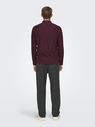 Hemden lange mouw bruin ONLY&SONS