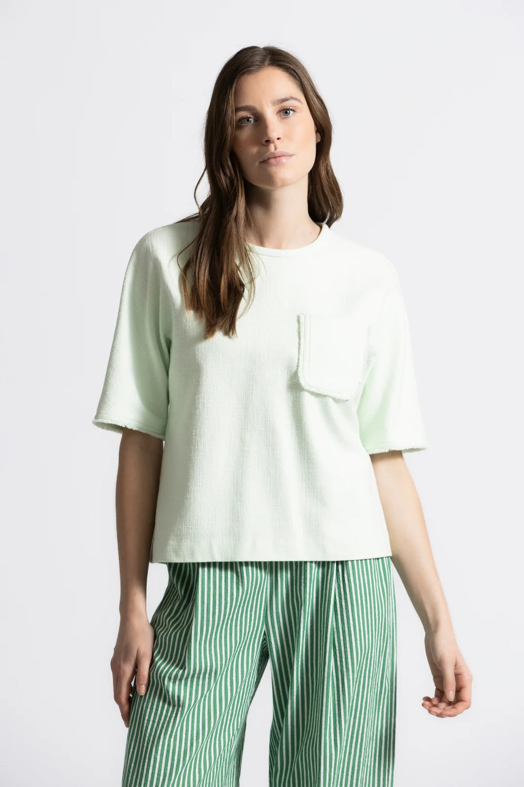 Blouses korte mouw groen Gigue