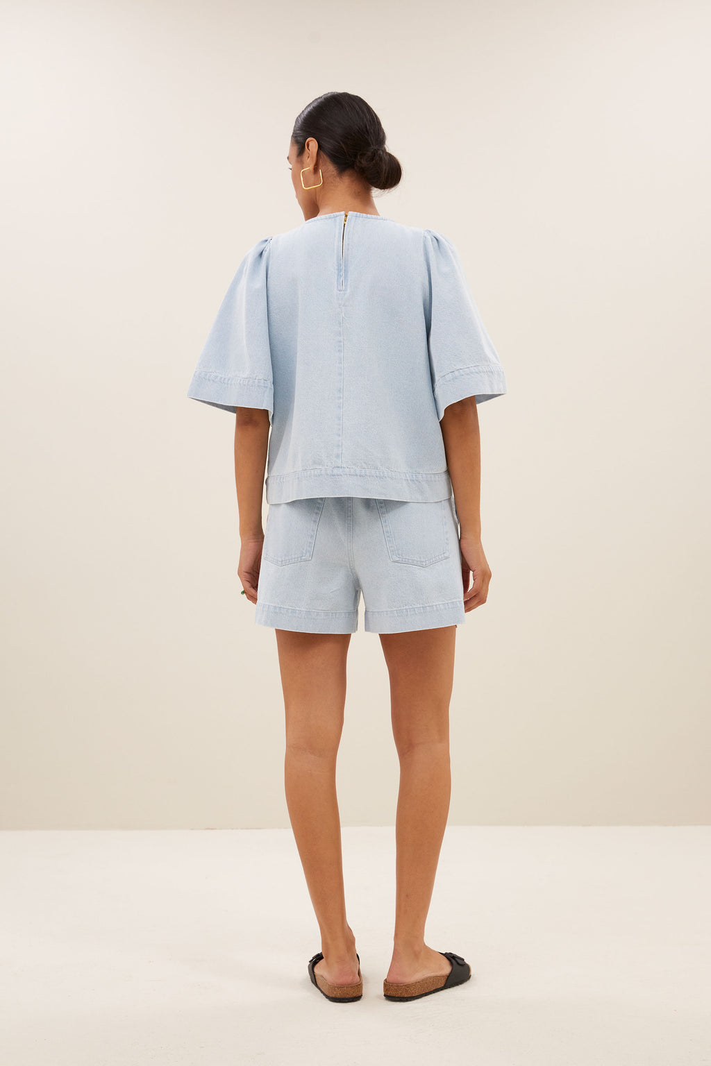 Blouses korte mouw blauw by-bar