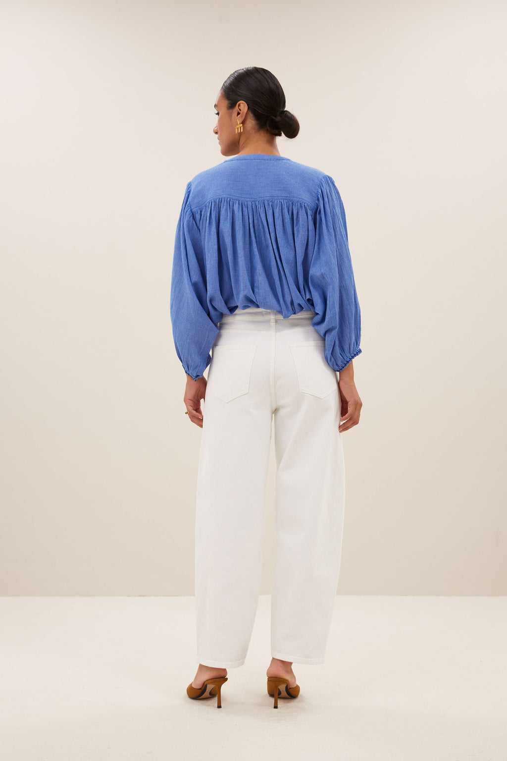 Blouses lange mouw blauw by-bar