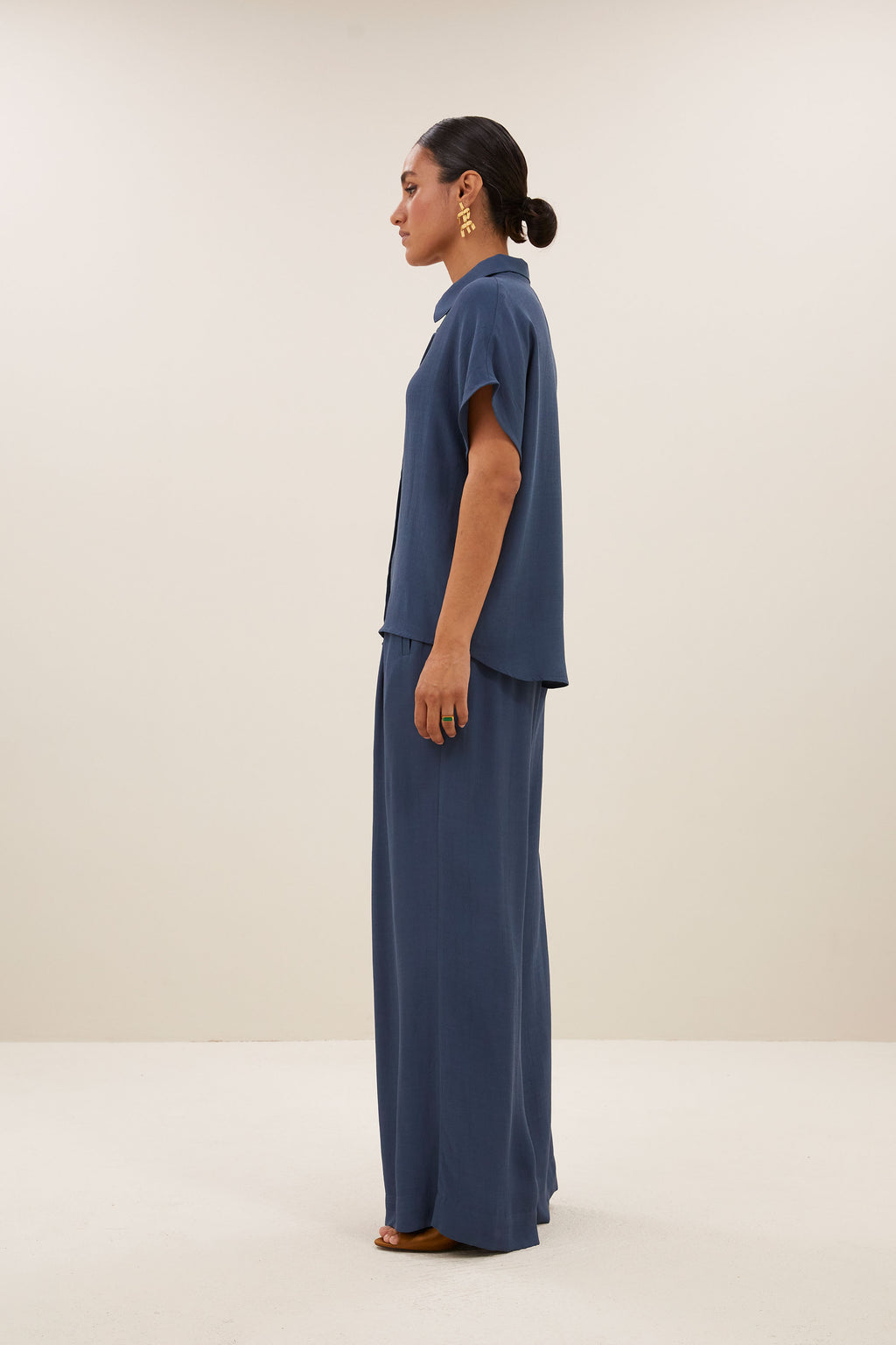 Blouses korte mouw blauw by-bar