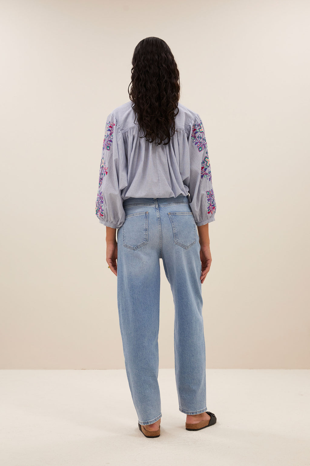 Blouses lange mouw grijs by-bar