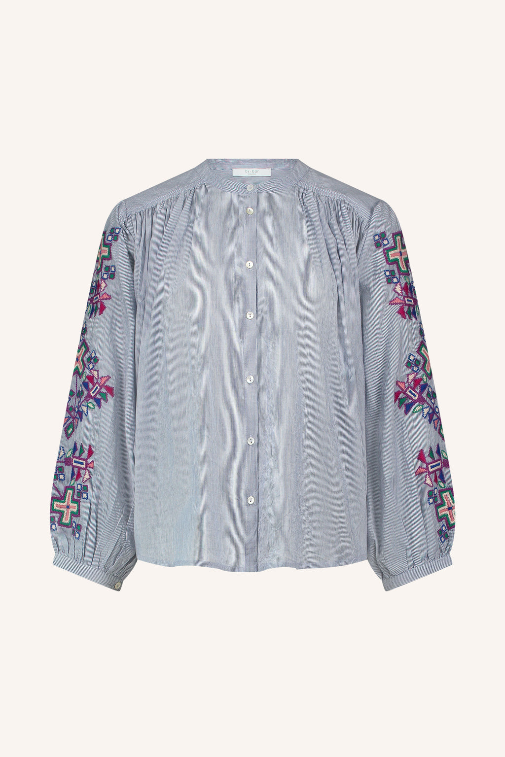Blouses lange mouw grijs by-bar