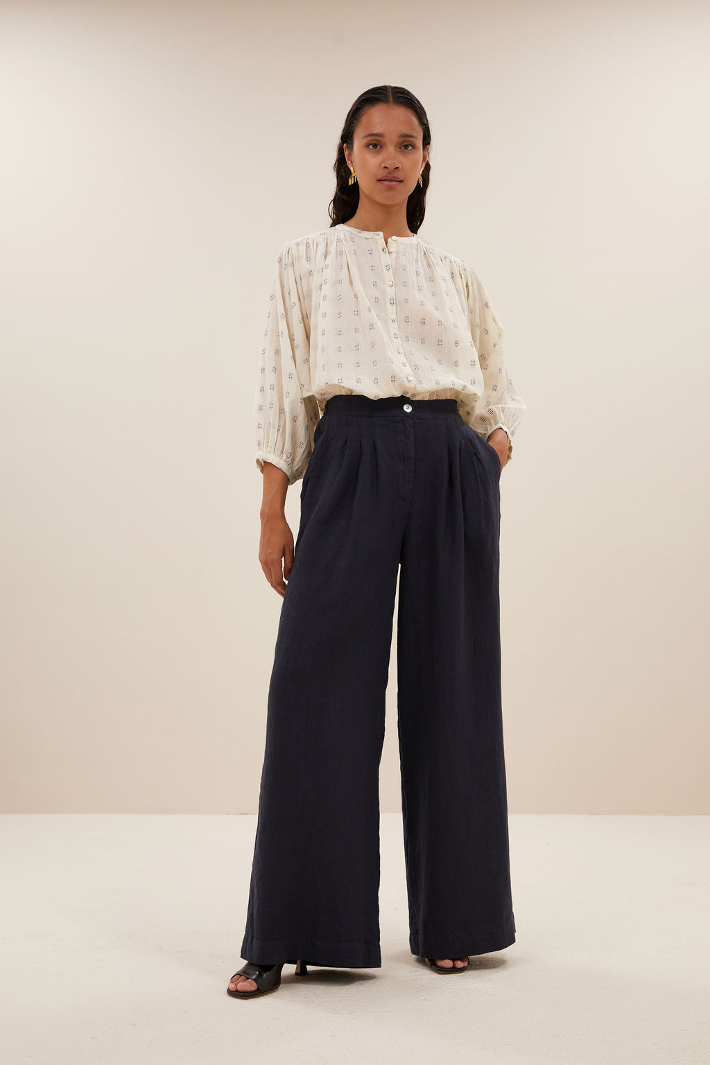 Blouses lange mouw blauw by-bar