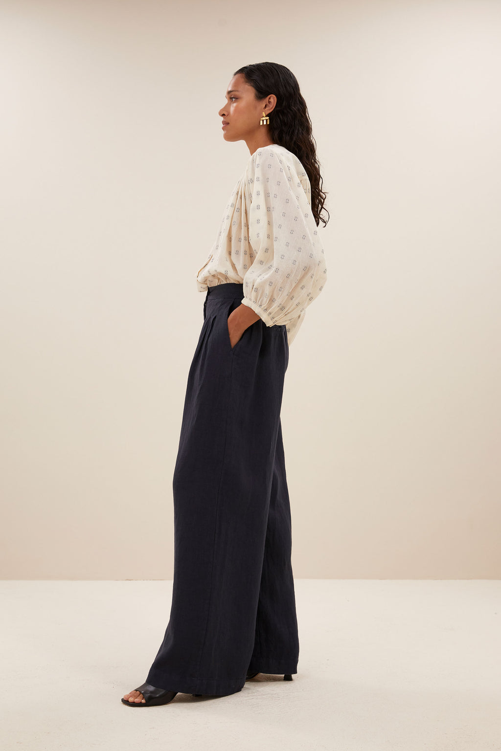 Blouses lange mouw blauw by-bar