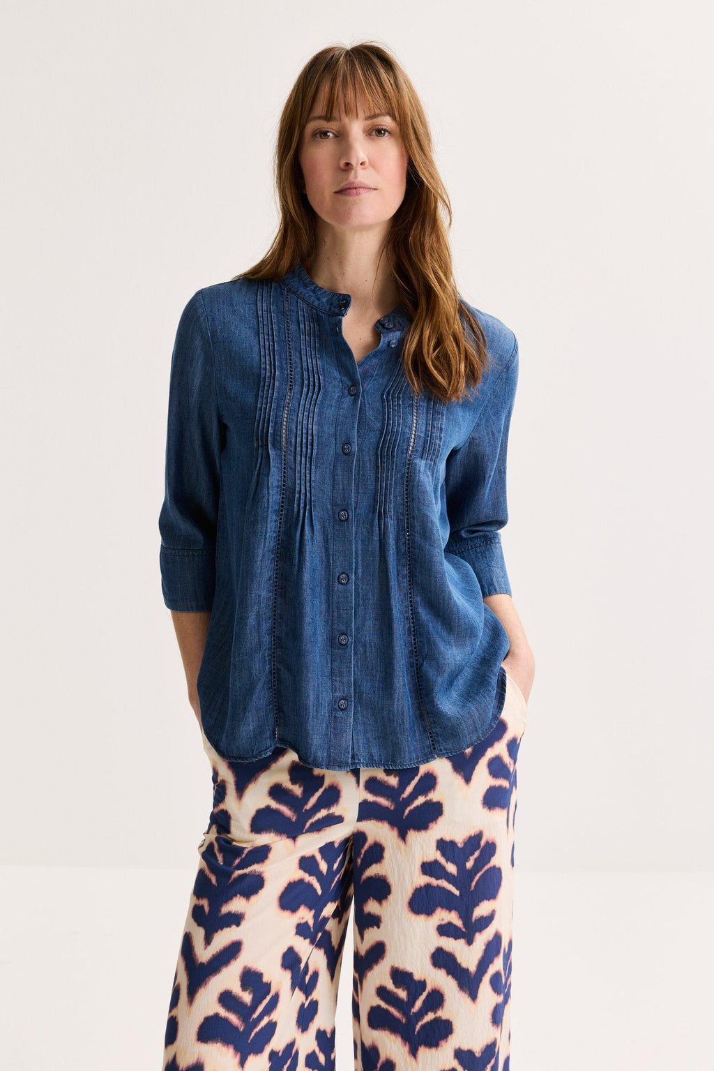 Blouses lange mouw blauw Améline