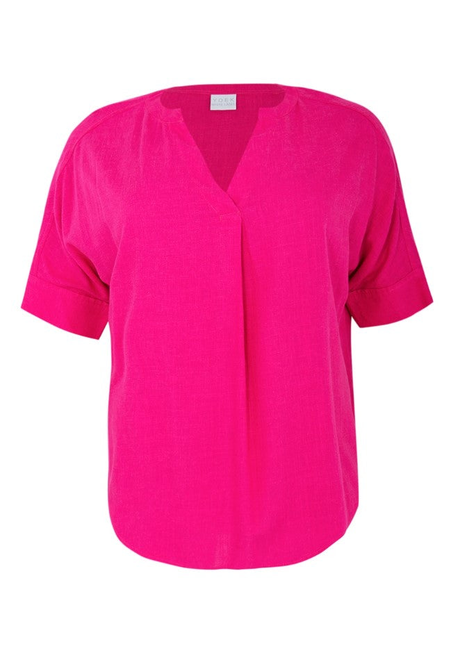 Blouses korte mouw roze Yoek