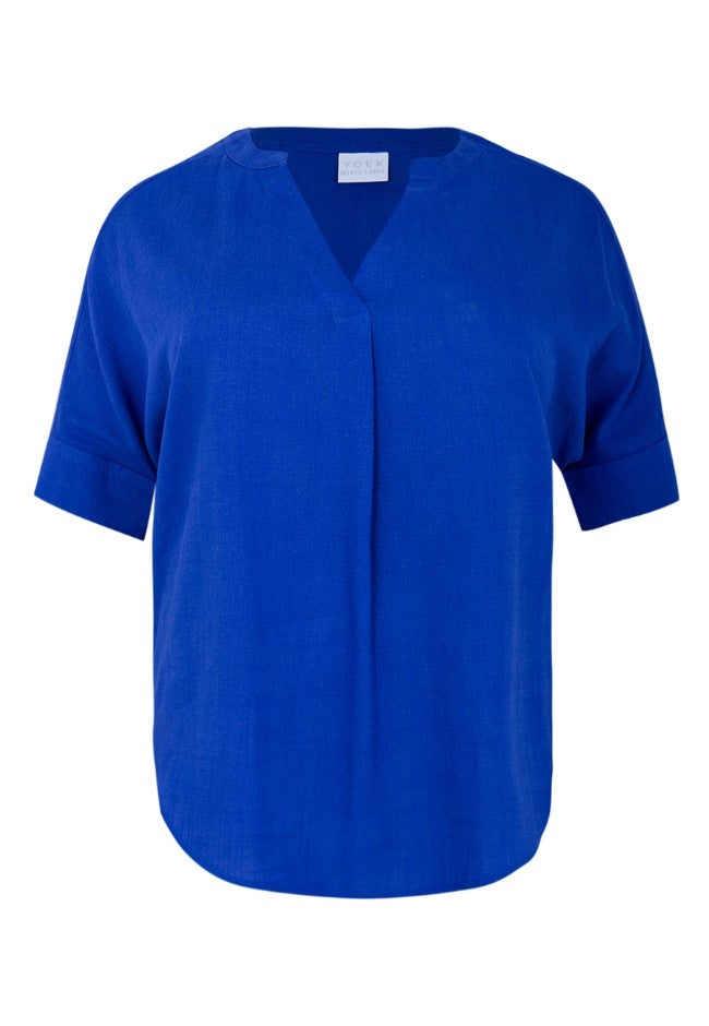 Blouses korte mouw blauw Yoek