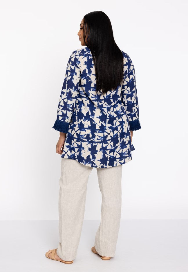 Blouses lange mouw blauw Yoek