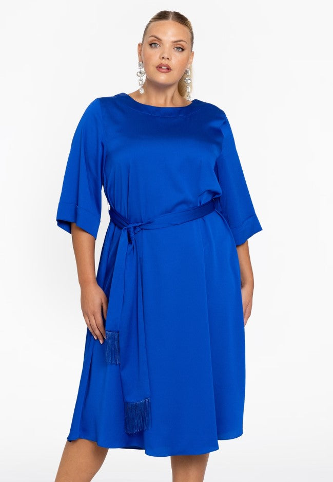 Jurken lange mouw blauw Yoek