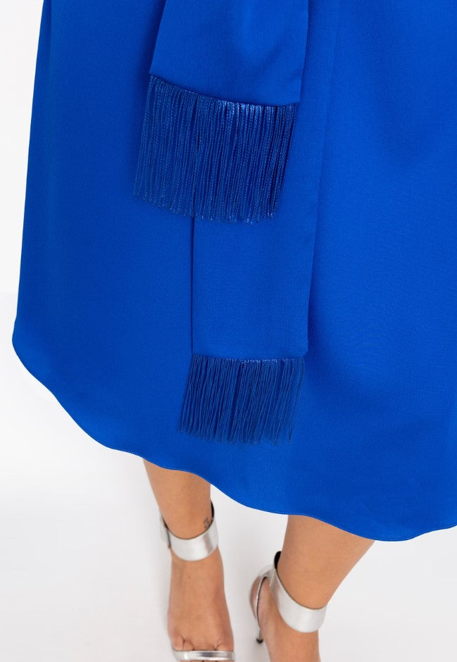 Jurken lange mouw blauw Yoek