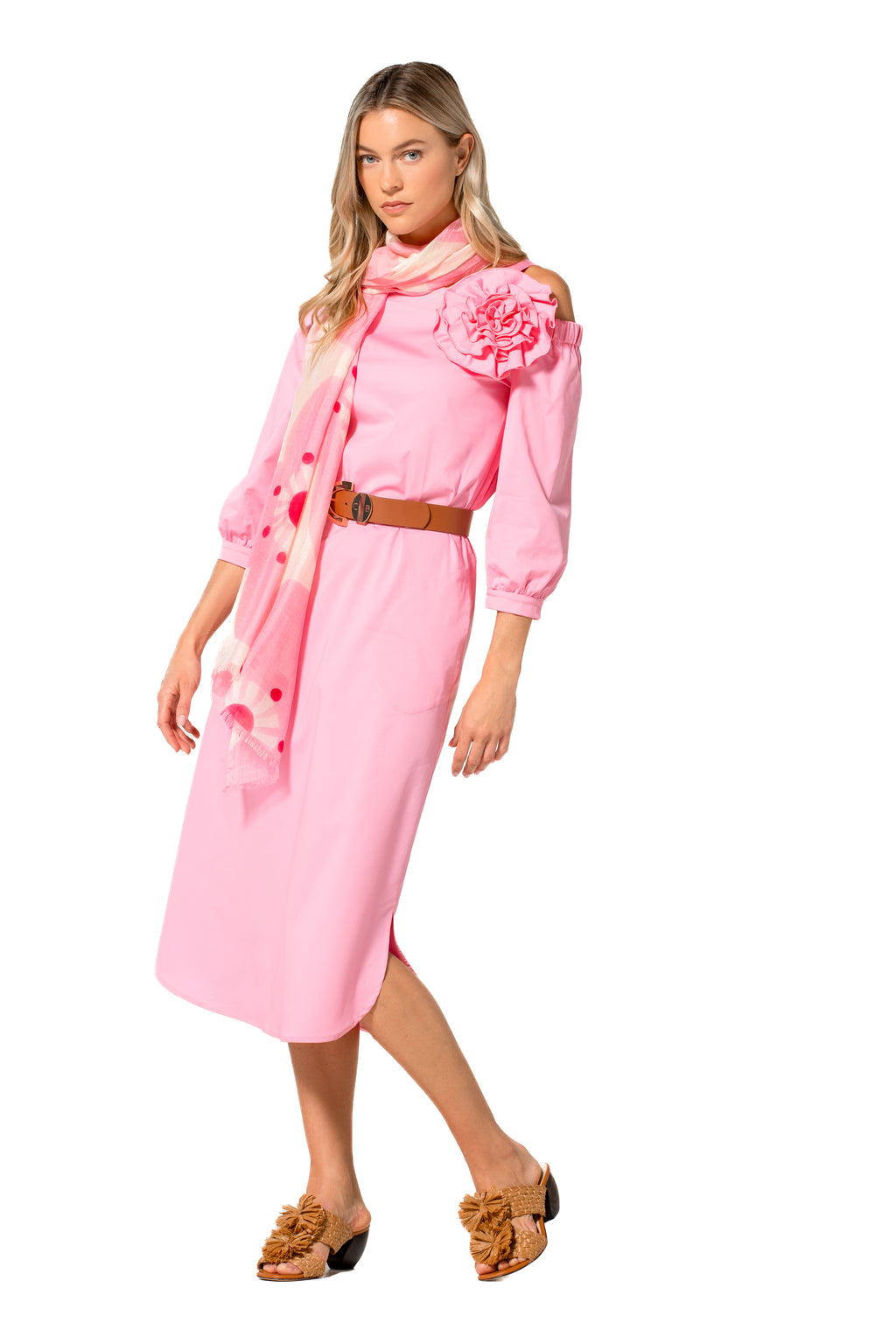 Jurken lange mouw roze Caroline Biss