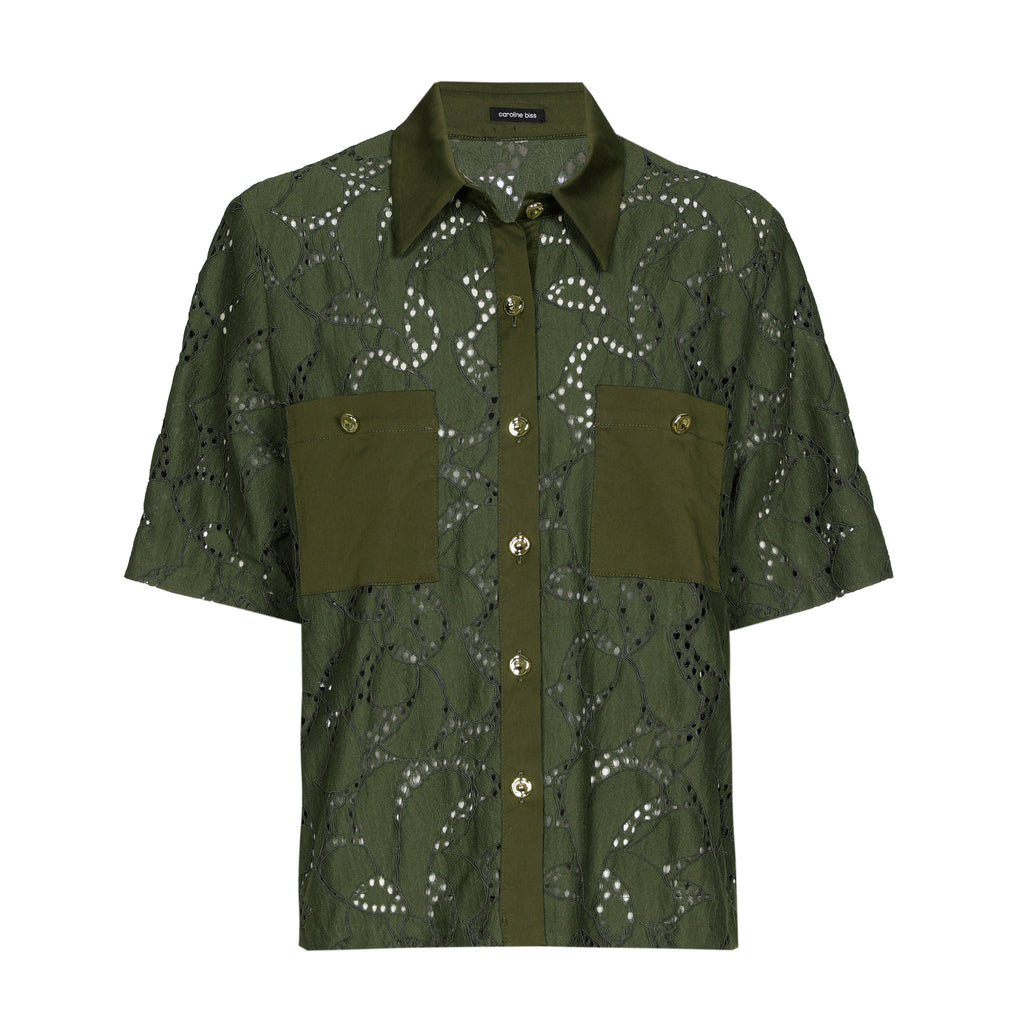 Blouses korte mouw groen Caroline Biss