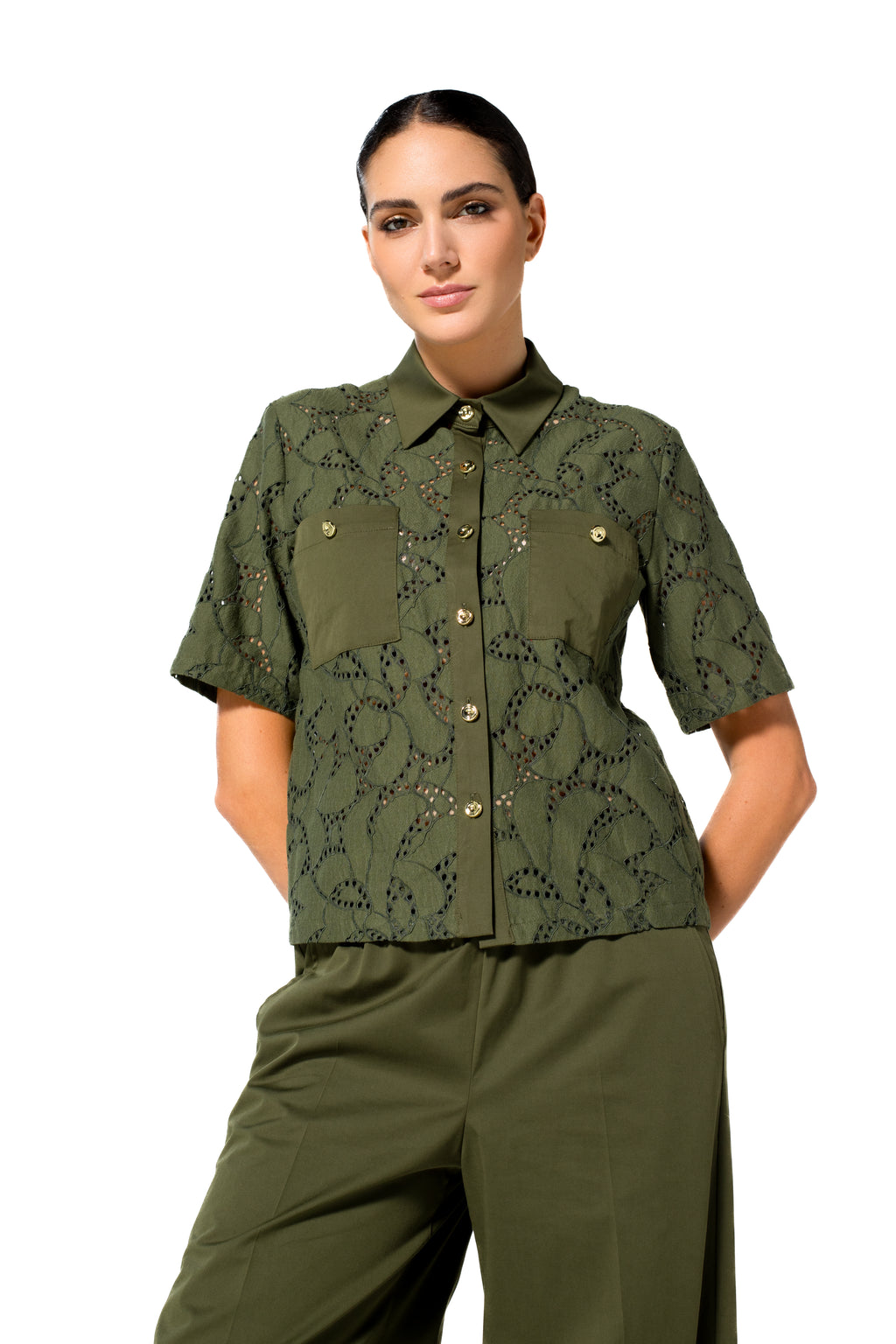 Blouses korte mouw groen Caroline Biss