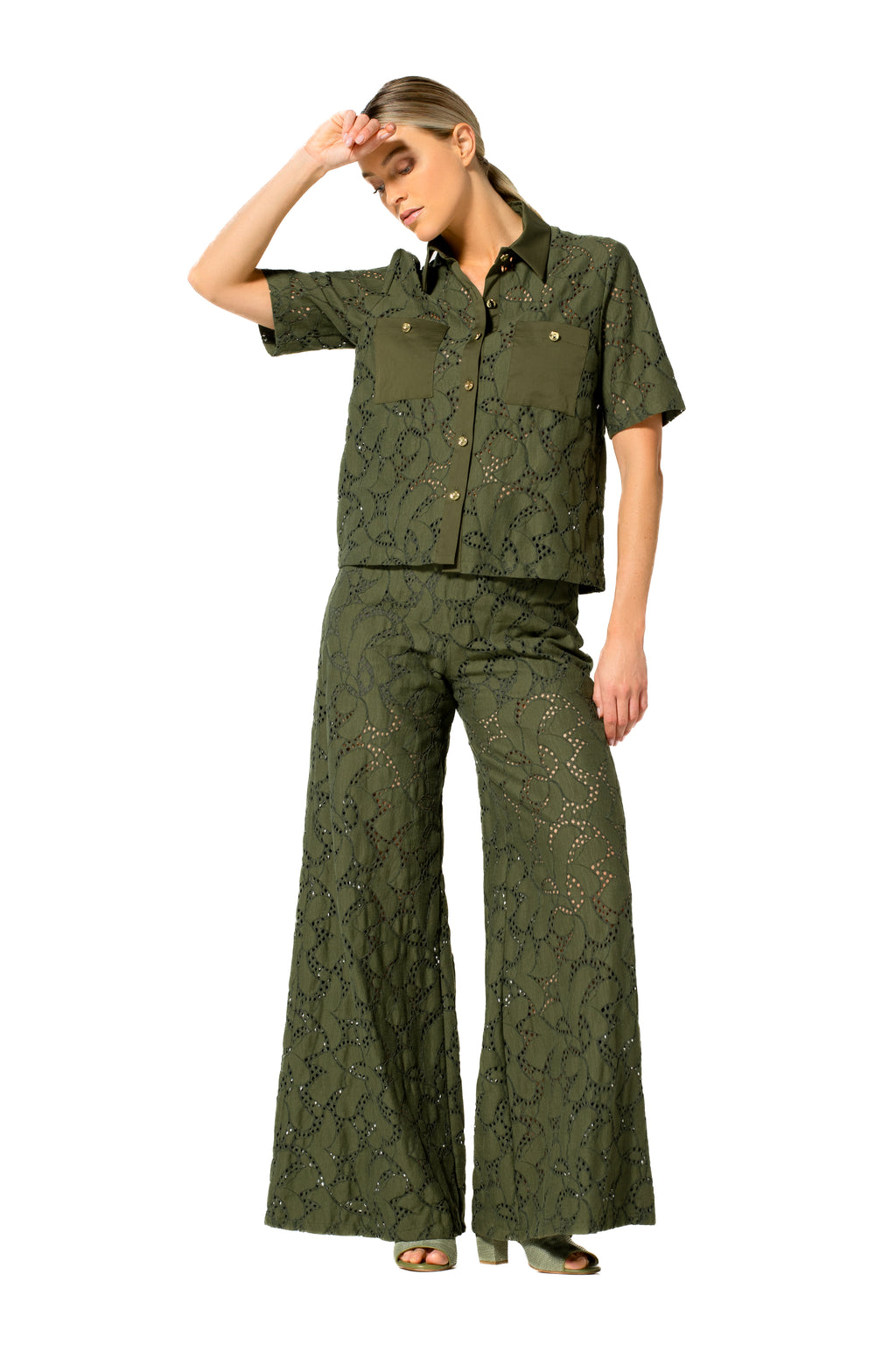 Blouses korte mouw groen Caroline Biss