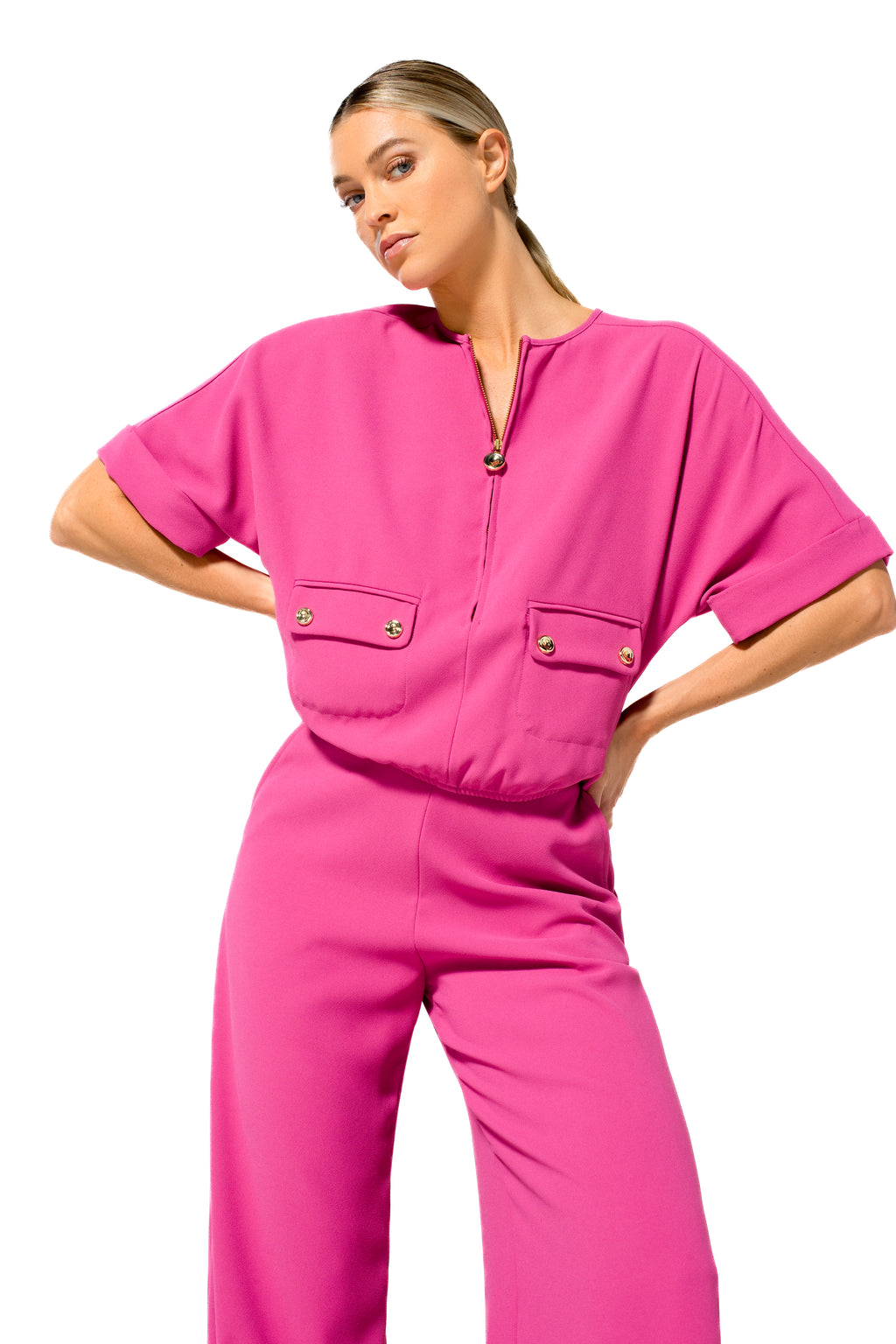 Blouses korte mouw roze Caroline Biss