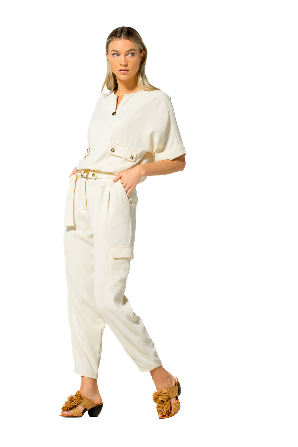 Blouses korte mouw beige Caroline Biss