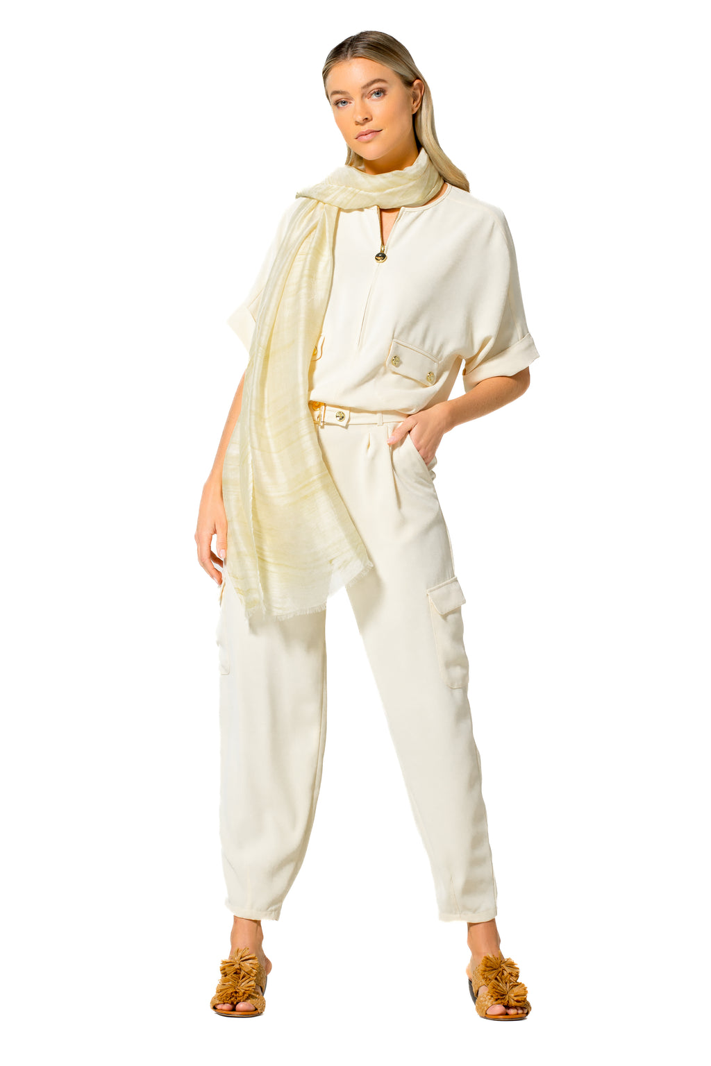 Blouses korte mouw beige Caroline Biss