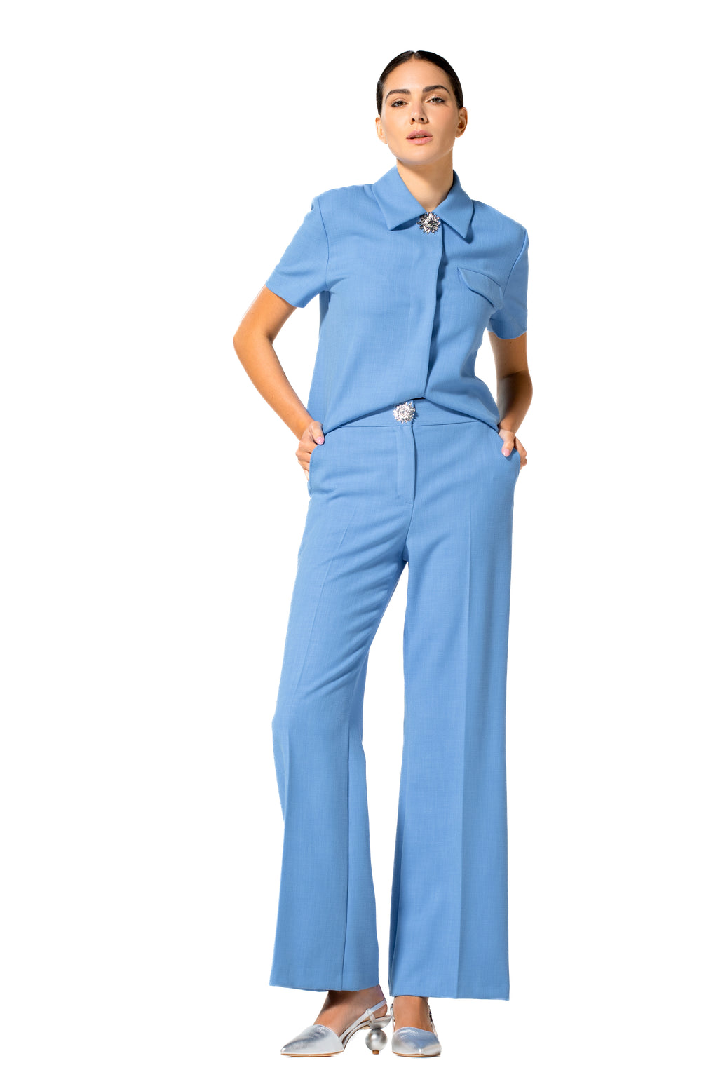 Blouses korte mouw blauw Caroline Biss