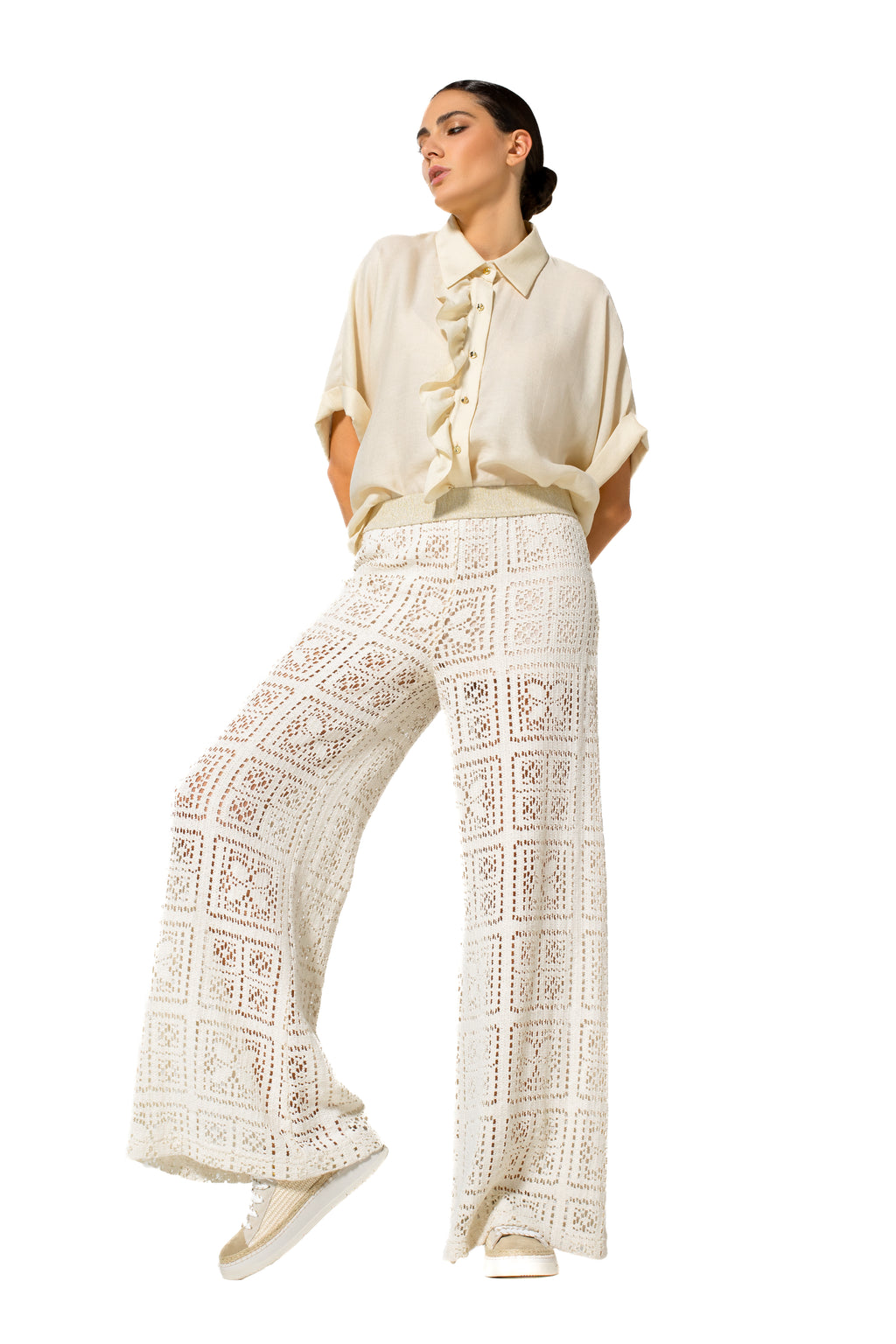 Blouses korte mouw beige Caroline Biss