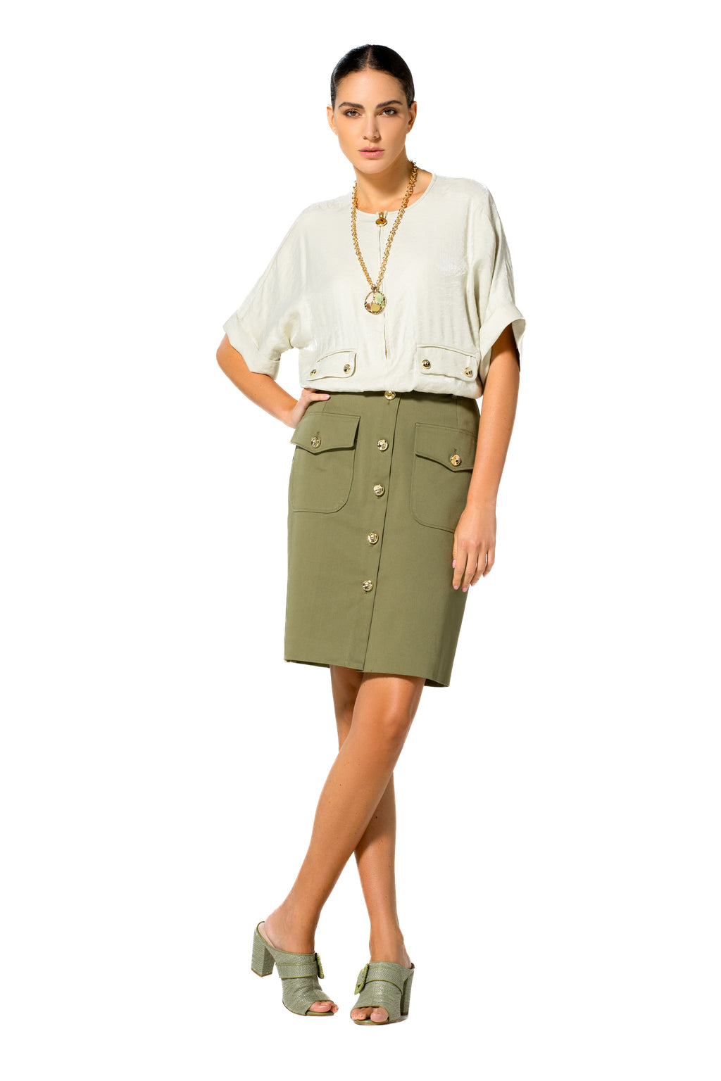 Blouses korte mouw groen Caroline Biss