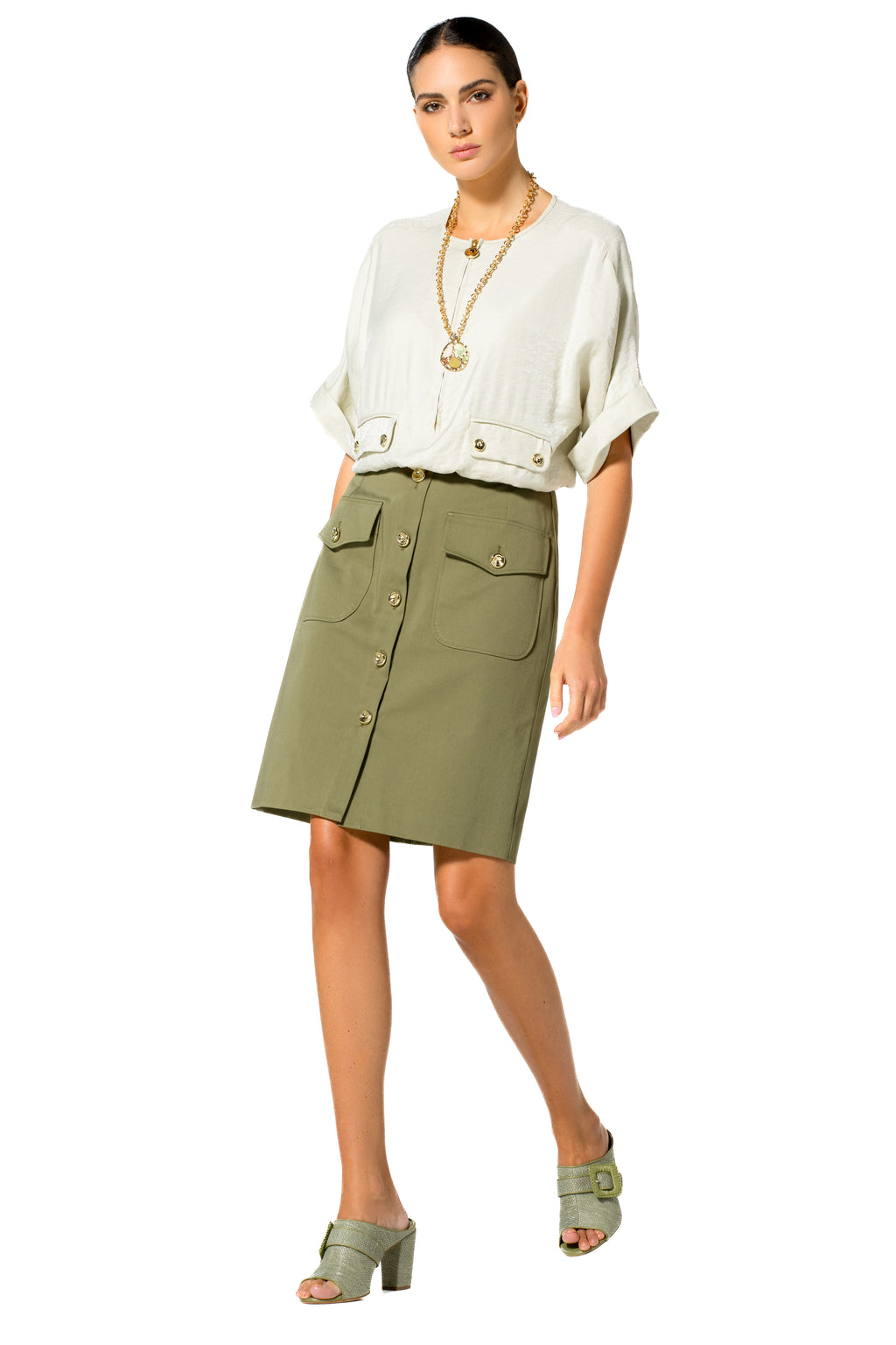 Blouses korte mouw groen Caroline Biss