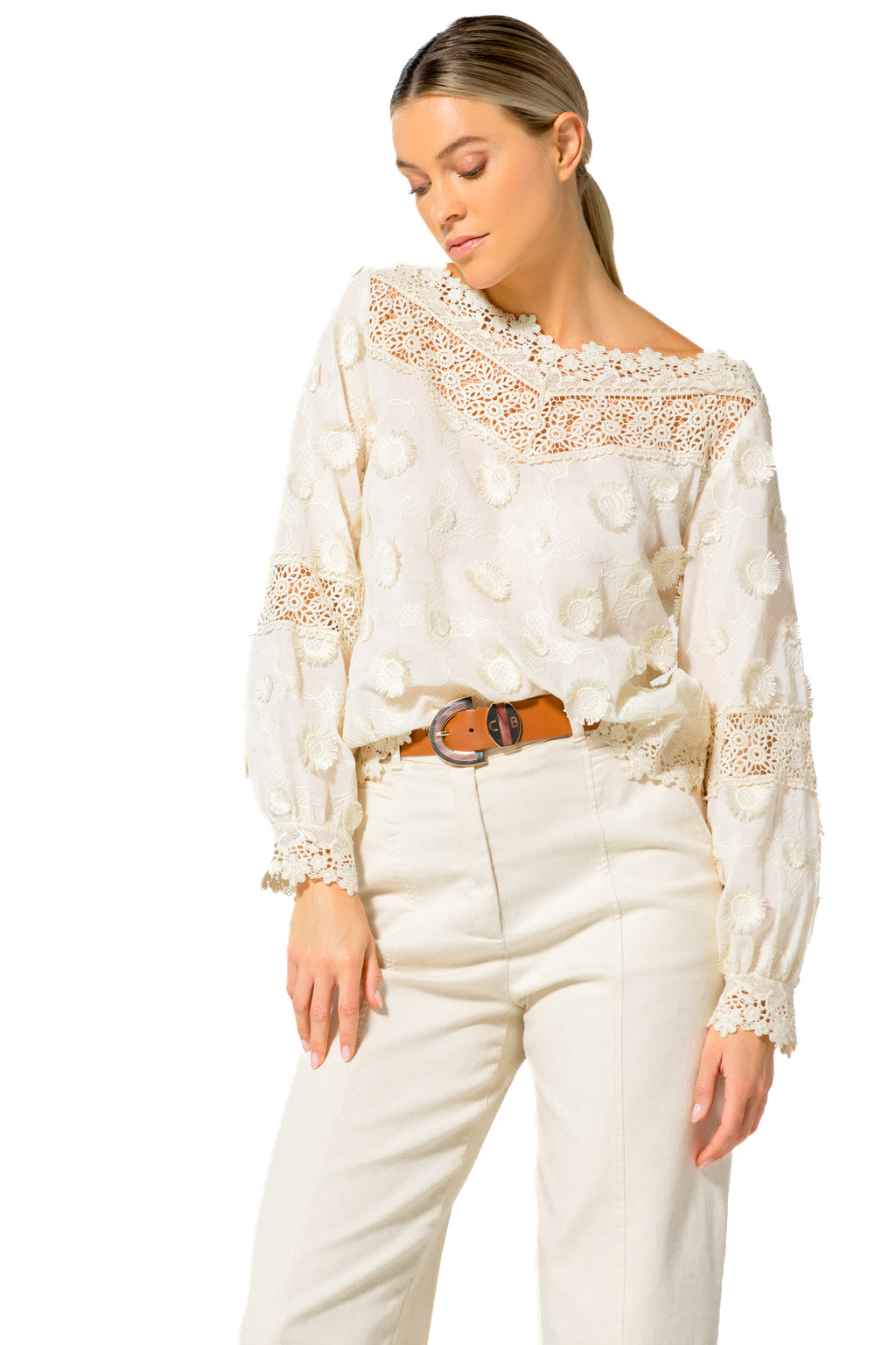 Blouses lange mouw beige Caroline Biss