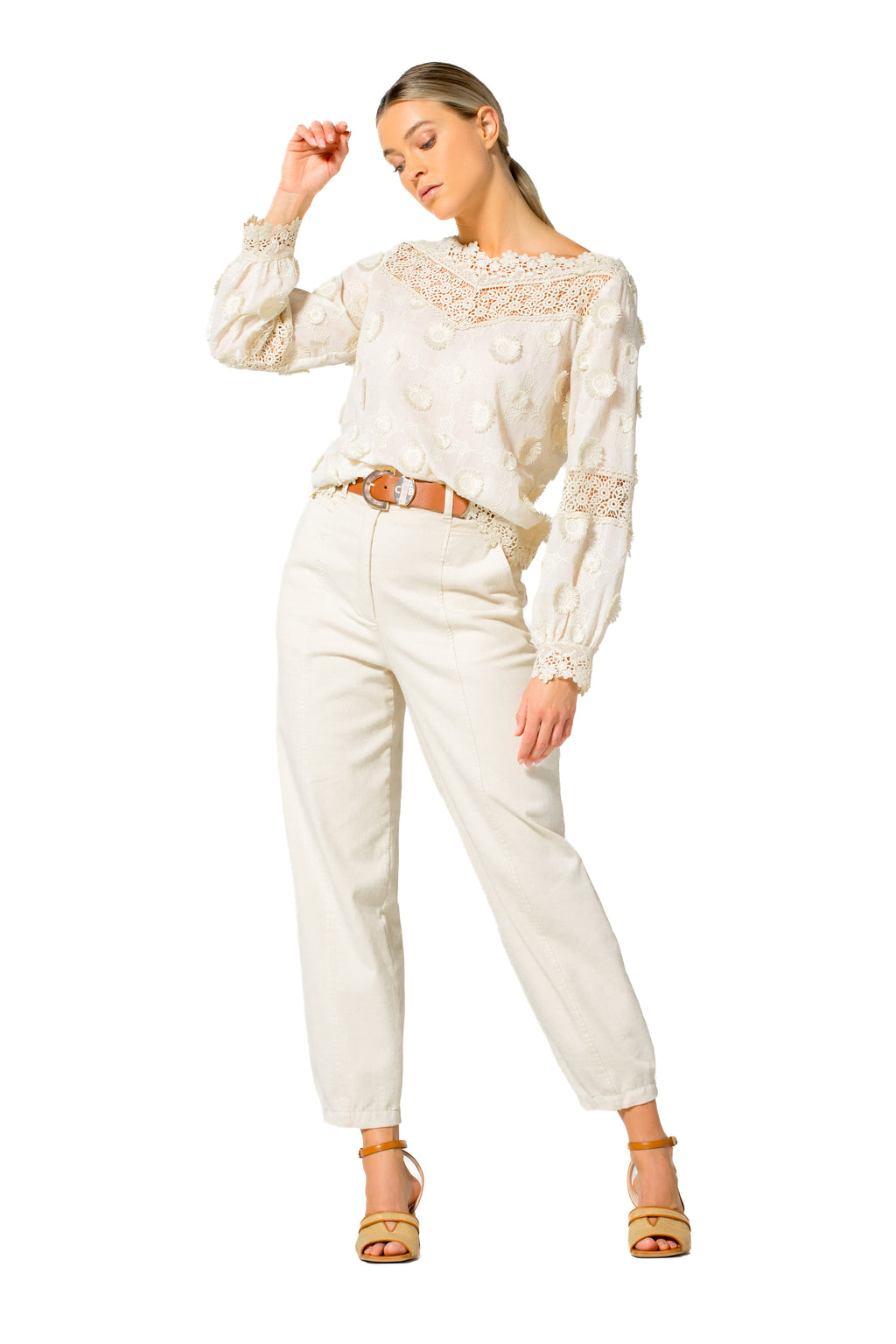 Blouses lange mouw beige Caroline Biss