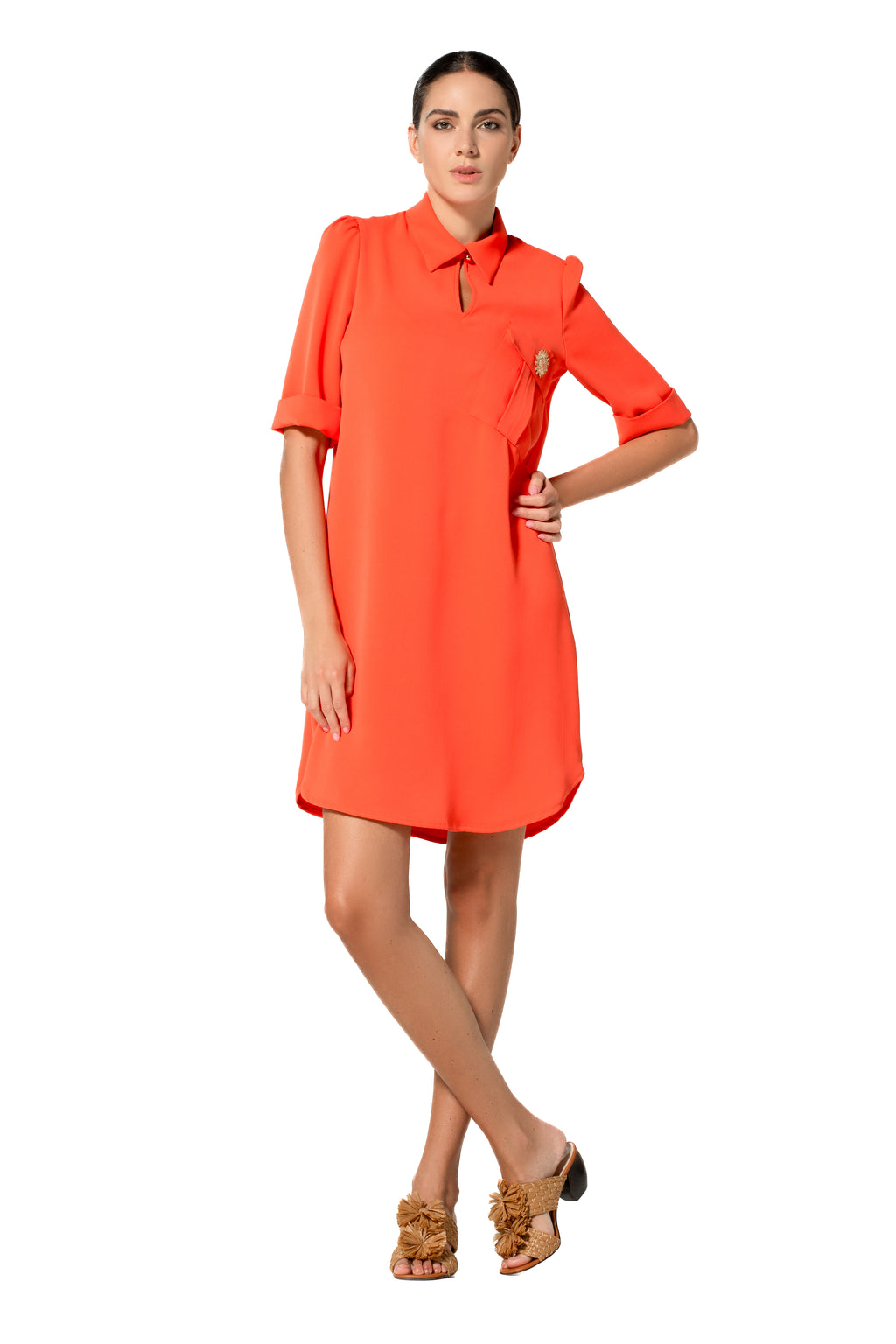 Jurken lange mouw rood Caroline Biss